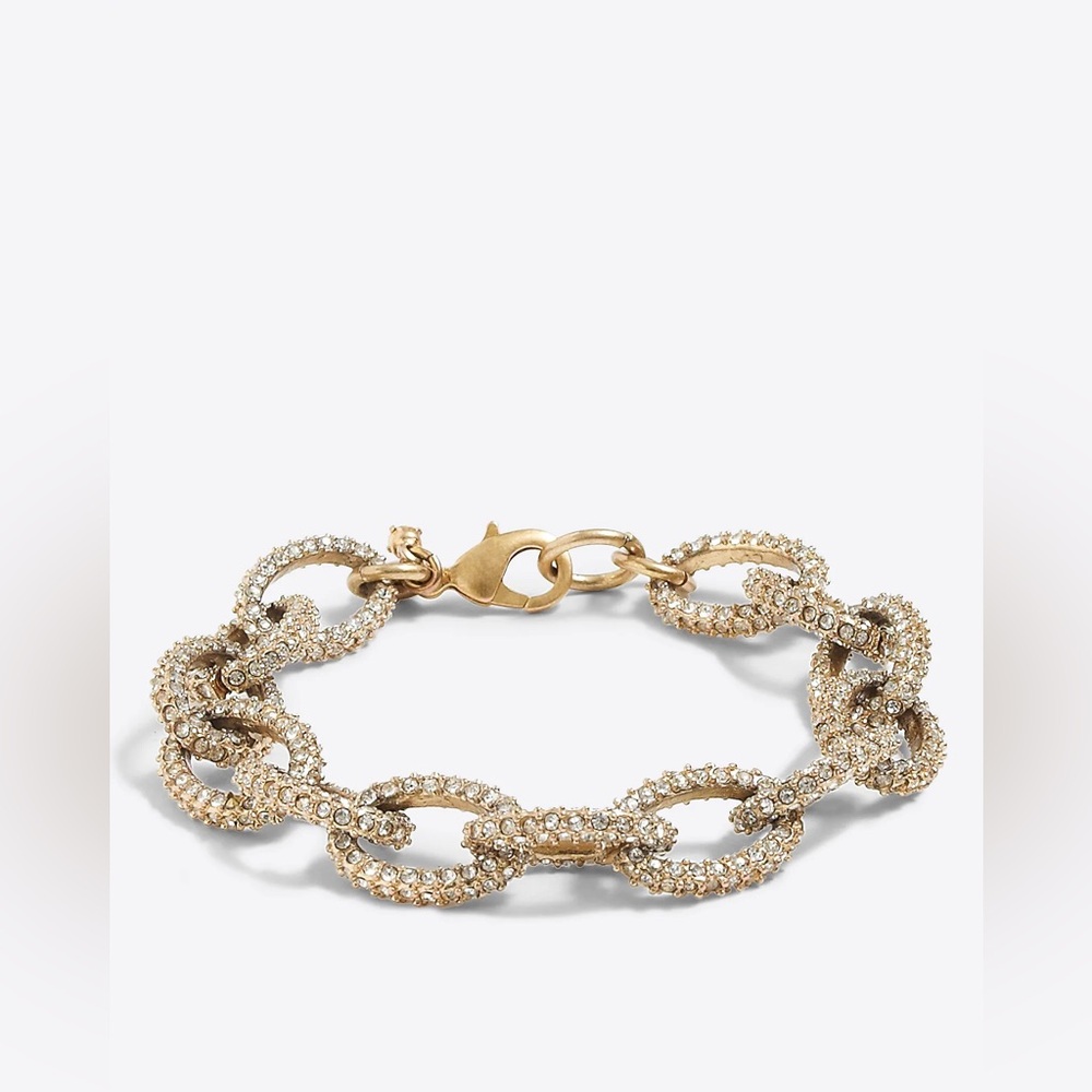 *VINTAGE* J. Crew Gold Pave Crystal Chain Link Bracelet